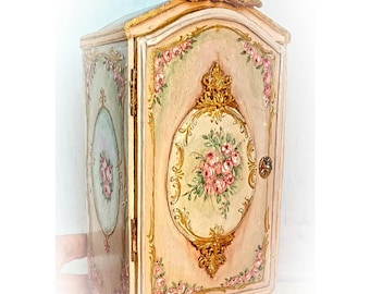1:12 Rococo Dollhouse Wardrobe – Handmade Wooden Miniature Armoire with Cabriol Legs | Elegant French-Style Furniture for Miniature Rooms