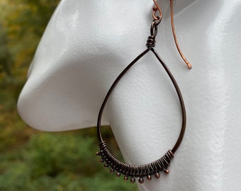 Copper Teardrop Hoops