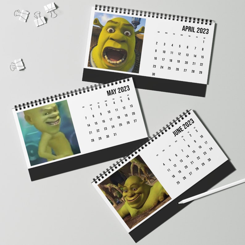 2023 Shrek Calendar Desk Calendar Meme Calendar 2023 Funny Etsy