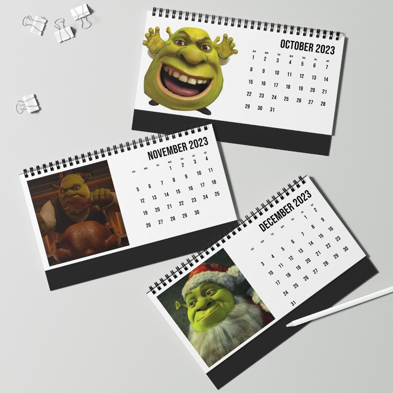 2023 Shrek Calendar Desk Calendar Meme Calendar 2023 Funny Etsy