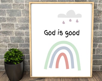 Gott ist gut druckbare Wandkunst/Kindergarten Wandkunst/Kindergarten Poster/minimalistische Poster