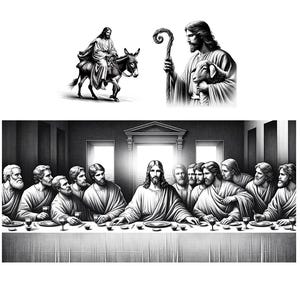 Life of Jesus Clipart, Jesus in Bible stories PNG illustrations