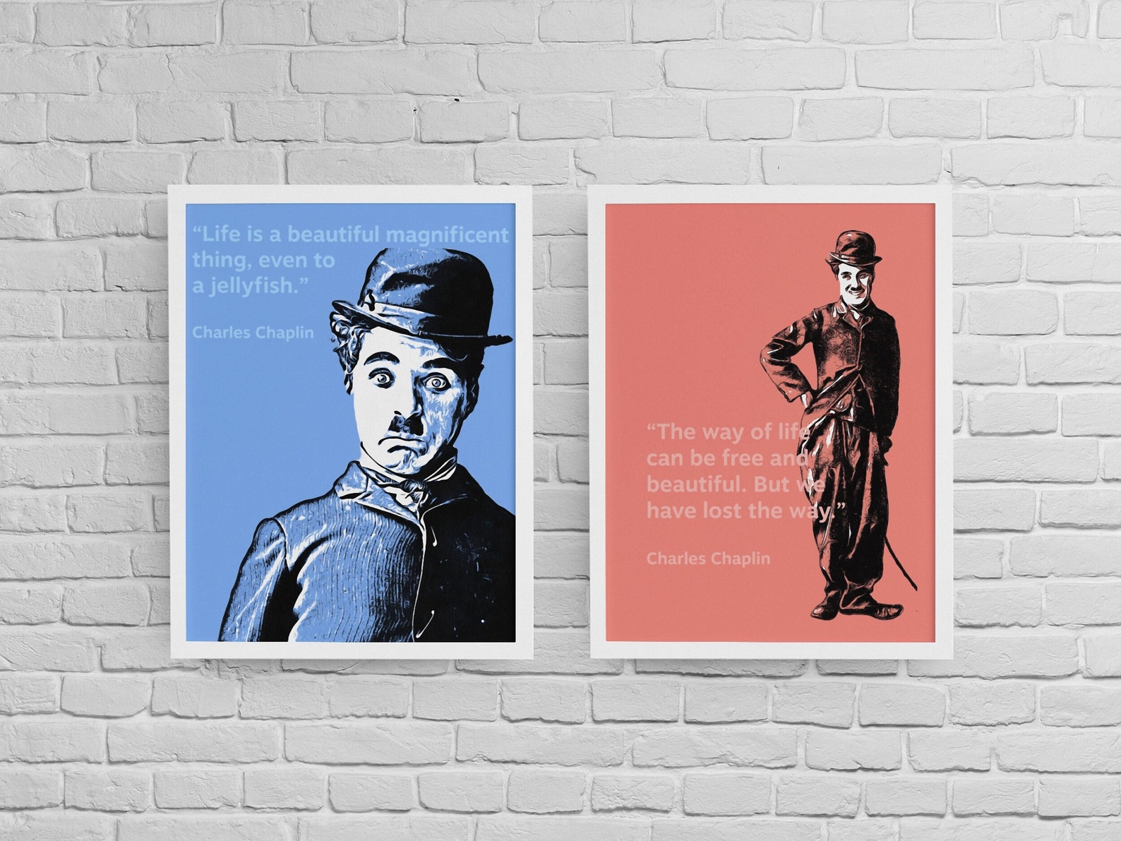 Charlie Chaplin Quote Art Poster Printable A Set of | Etsy
