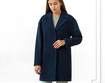 navy blue long jacket