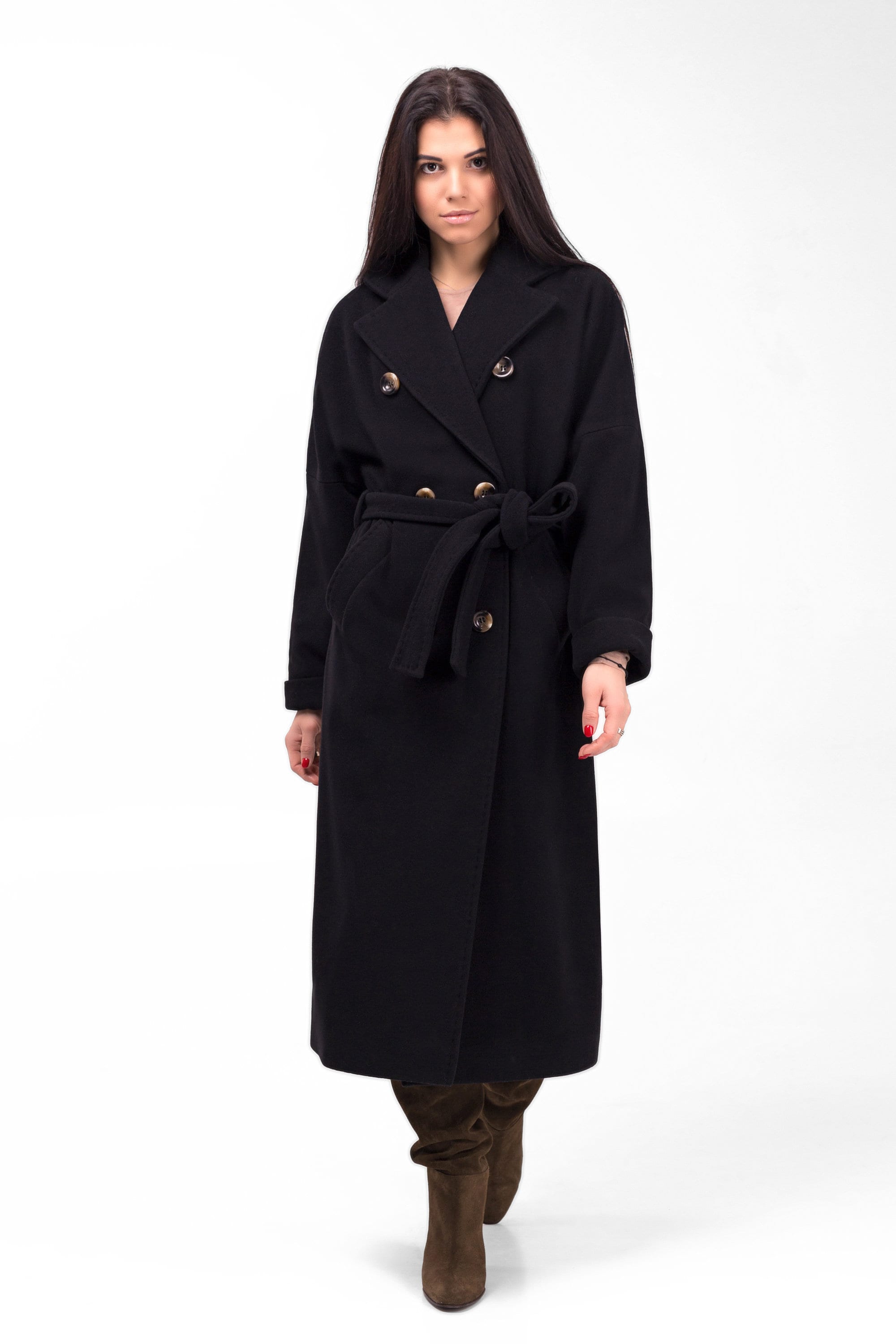Black cashmere coat / Black oversized lined doublebreasted Etsy