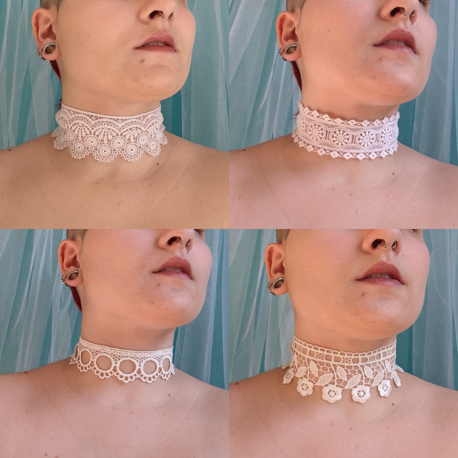 Large adjustable choker in light lace / Adjustable neck collar Etsy