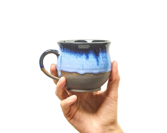 Handmade Ceramic Ocean Mug 'Moll Small' (220-280ml) - Fil Ceramics Drip Glaze Pottery