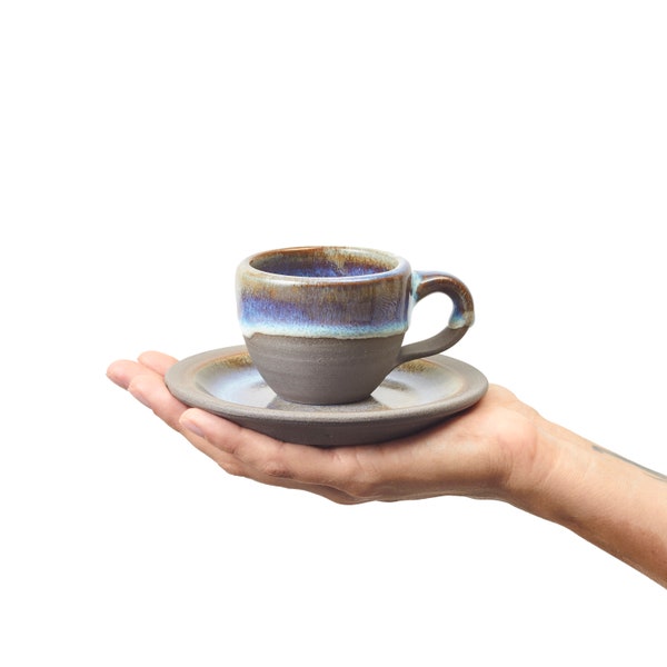 Espressotassen-Set, aus Keramik hergestellte Mokkatasse, Kaffeetasse mit Griff, Steinzeugtasse