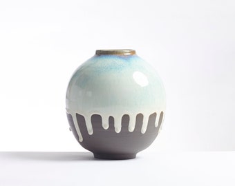 Keramik Vase aus Steinzeug, Blumenvase, Dekorative Vase, Unikat Topf, Handgefertigter Topf, Tropfglasur, Geschenk Vase