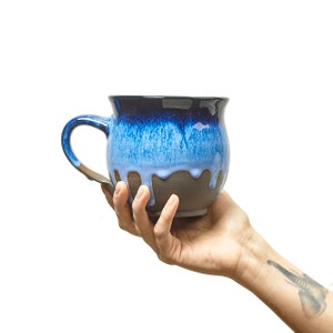 Moll X Große Keramik Tasse, Steinzeug Kaffeetasse, Keramik Teetasse Night Blue