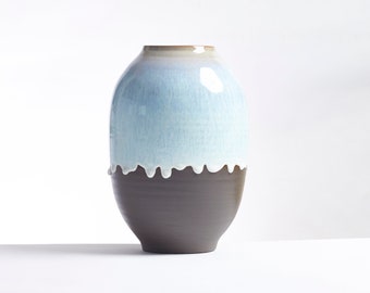 Keramik Vase aus Steinzeug, Blumenvase, Dekorative Vase, Unikat Topf, Handgefertigter Topf, Tropfglasur, Geschenk Vase