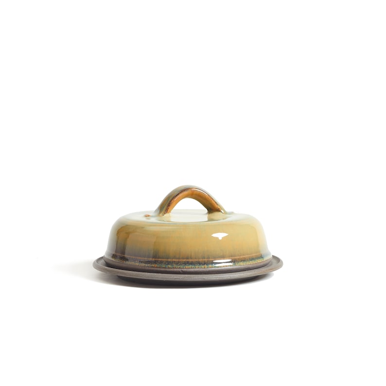 Handmade Butter Pot, Round Butter Dish, Pottery made Butter Storage with lid, Stonware image 6