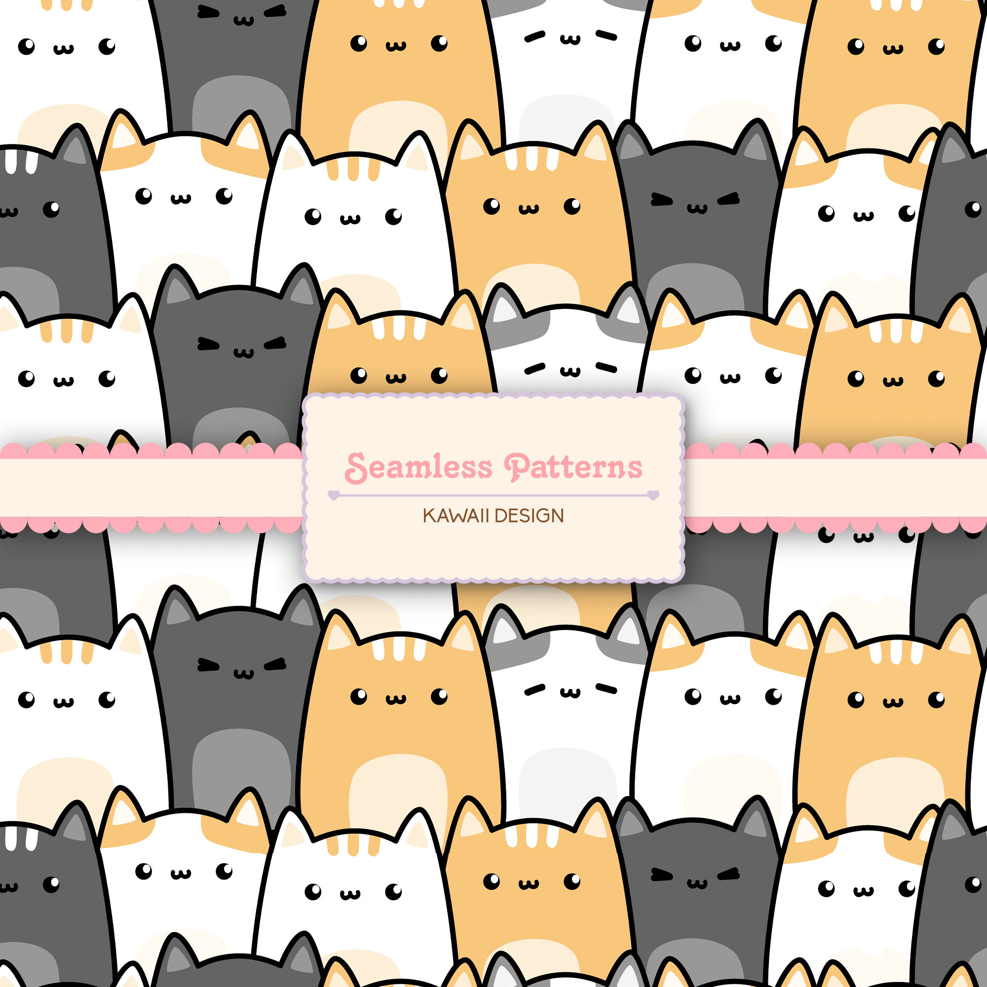 Kitten Pattern Digital Paper, Seamless Pattern, Cat Junk Journal, Cute ...