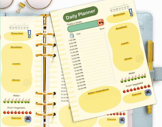 Acnh Daily Planner Hourly Planner Daily Work Schedule Daily Etsy