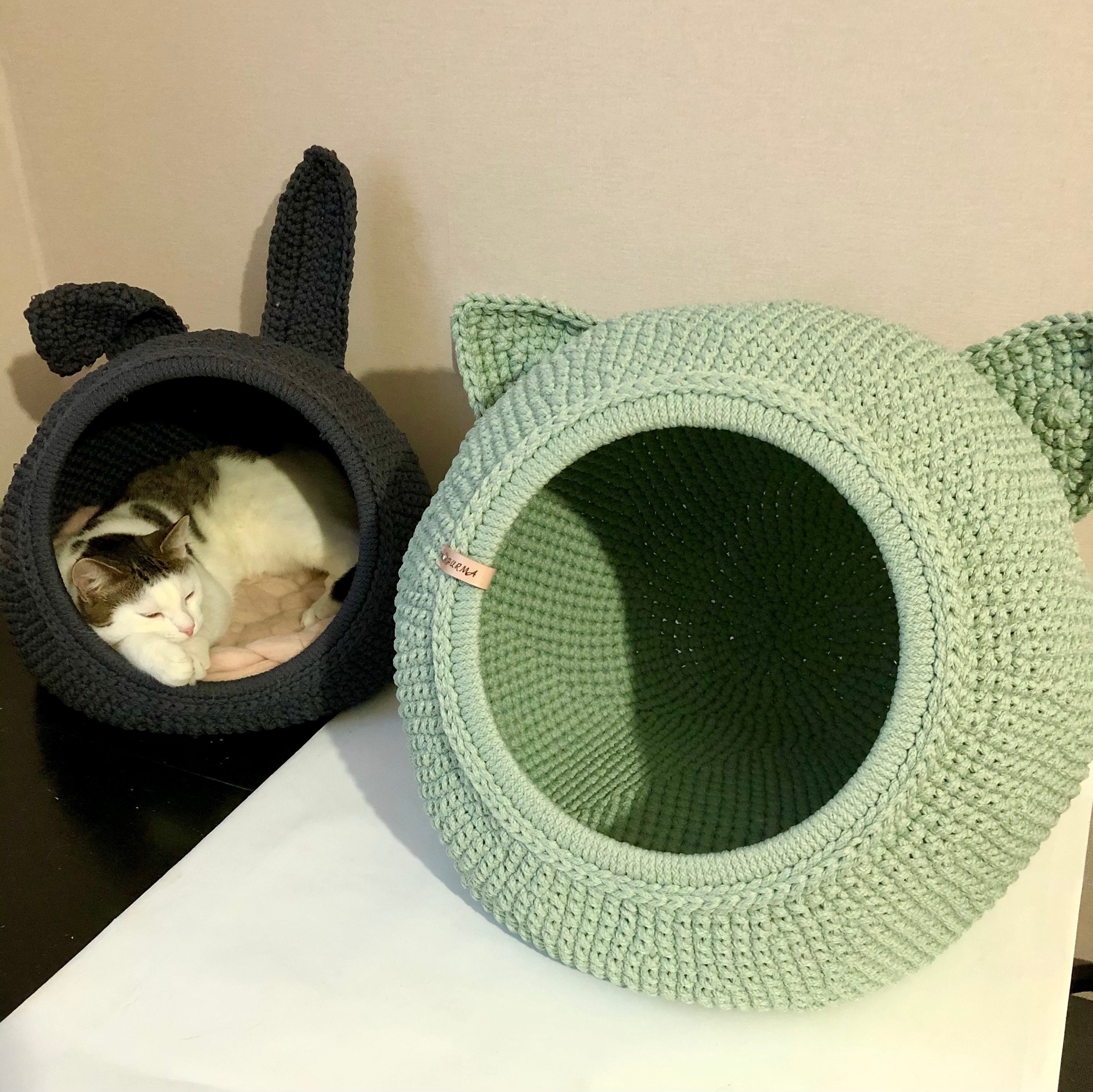 Big cat house with merino wool cat bed. Dog house pet house. Etsy