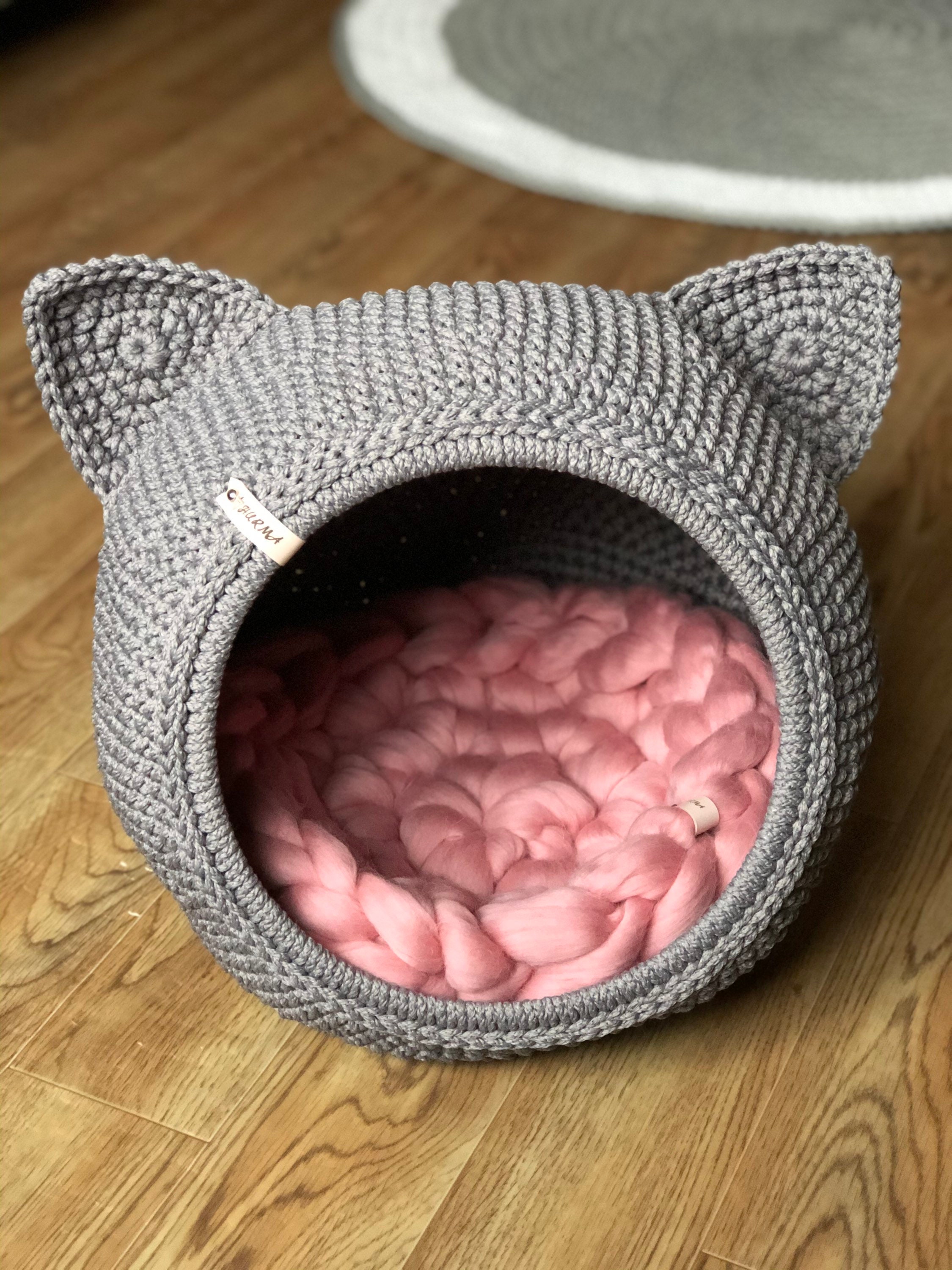 Big cat house with merino wool cat bed. Dog house pet house. Etsy