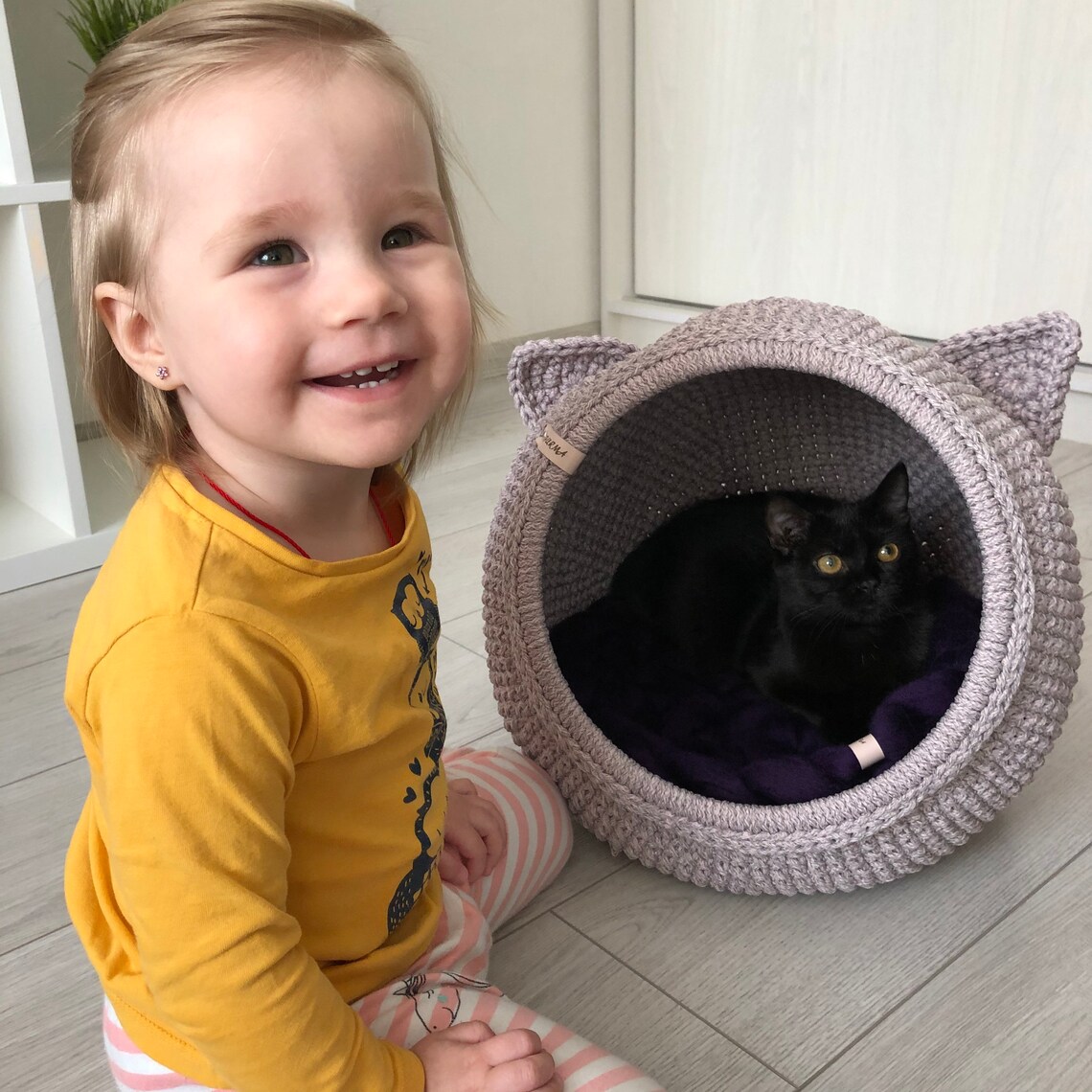 Big cat house with merino wool cat bed. Dog house pet house. Etsy