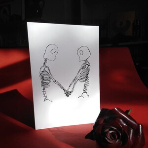 Skeleton Couple Card PRINTABLE - print thuis Alternatief, Valentijnsdag, Verjaardag, Bruiloft, gothic romance, gendervrij, LGBTQ +, donker, schattig