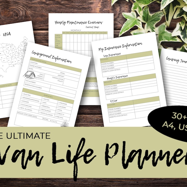 The Ultimate Van Life Planner, 30+ Pages | Printable Instant Download Van Life and Camping Planner