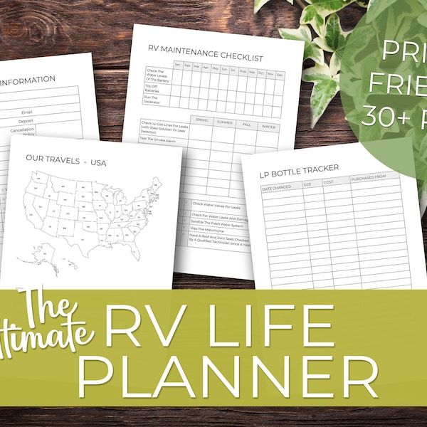 34 Pages | The Ultimate RV Life Planner | Printable Instant Download RV and Camping Planner