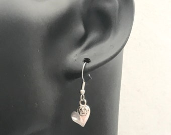heart and pink earrings, Valentine's Day earrings, low price earrings