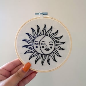 Sun & Moon Embroidery Kit | Full Embroidery Kit | Beginner Friendly | Minimalist embroidery design DIY