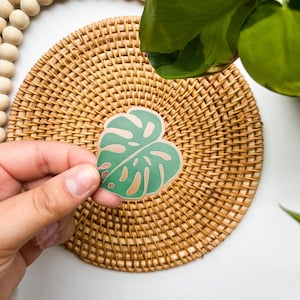 Monstera Leaf Clear Sticker • Tropical Plant Vinyl Decal • Waterproof Aesthetic Sticker for Laptop, Water Bottle, Plant Lover Gift