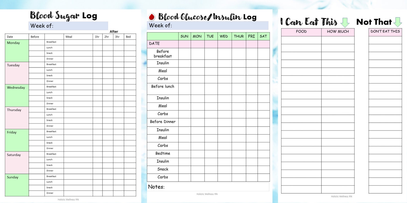 Diabetes Bundle: 12 Printable Sheets - Etsy