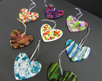 Colorful Hand-Painted Heart Ornaments - Mother's Day - Valentines Gift, Whimsical Decor, Year-Round Gift of Love