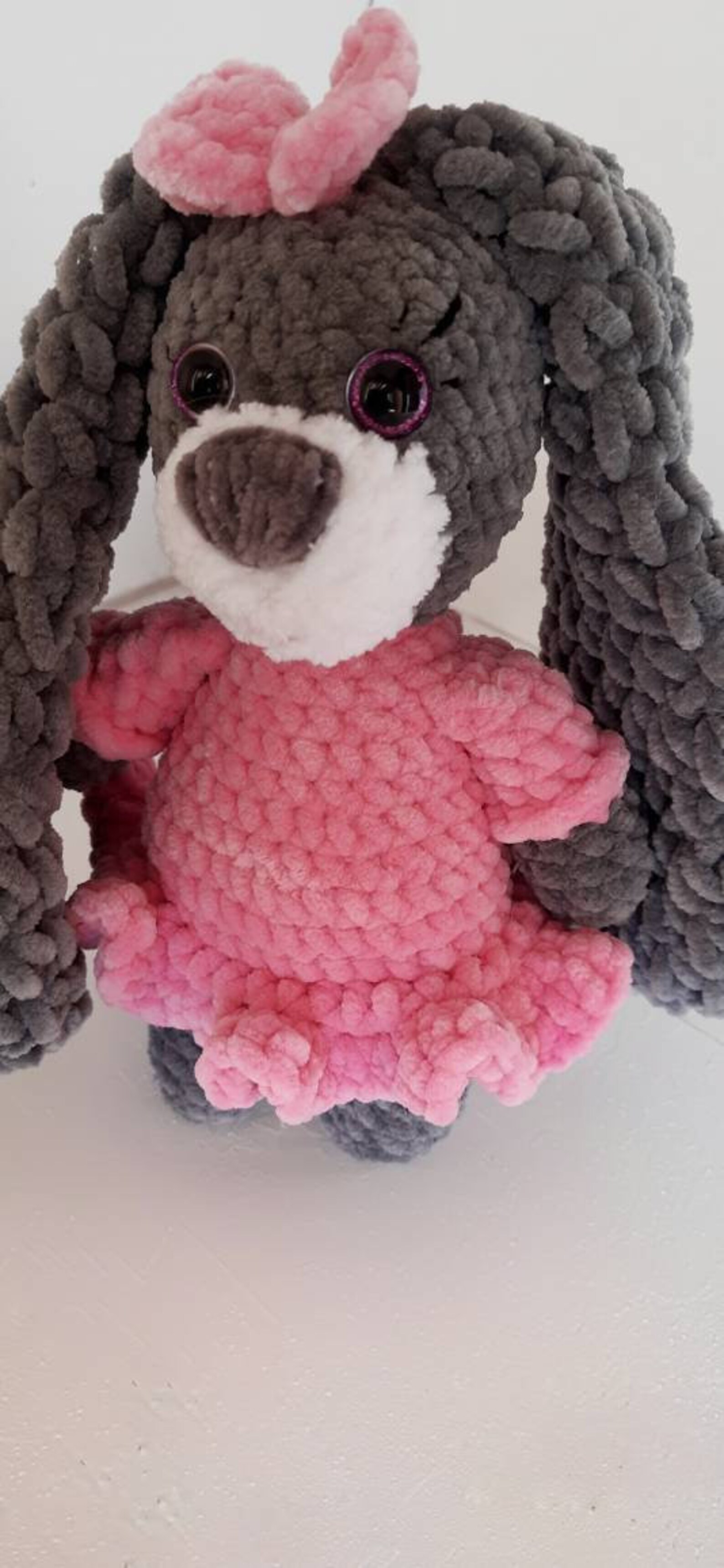 Plush Bunny With Long Ears Crochet Bunny With Name Rabbit Etsy