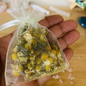 Charged Dry Flower Bag.  Energized organza bags with flower petals and buds