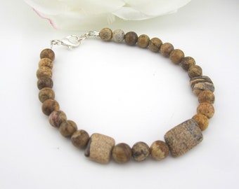 Pulsera de piedras preciosas de jaspe con imagen