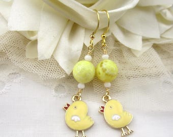 Pollitos con pendientes de ágata de fuego y piedra preciosa limón