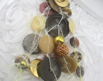 Handmade Button Tassel - Brown & Beige