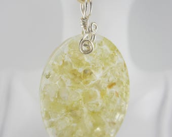 Citrine Chips in Oval Resin Necklace