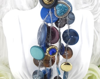 Button Tassel Shades of Blue & Brown #BLUBR05
