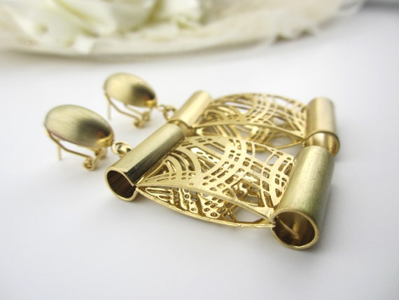 Vintage Rectangle Post Earrings - image 4