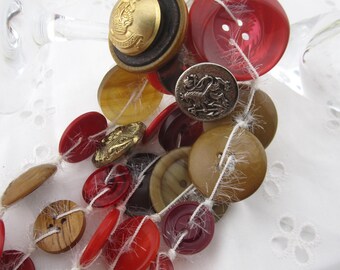 Button Tassel Shades of Brown & Reds #BRDGB05