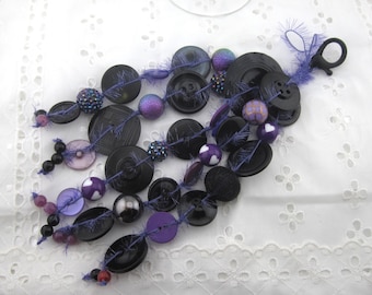 Button Tassel Shades of Black & Purple #BLPUR03