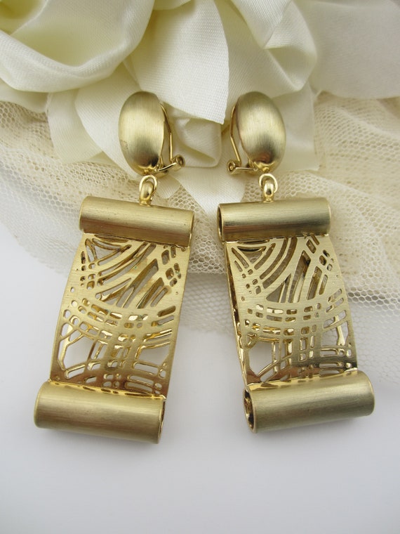 Vintage Rectangle Post Earrings - image 1