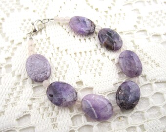 Purple Natural Vein Agate Gemstone Bracelet