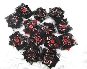 Fabric Button Cluster Snippets (Plaid Red or Foil Hearts)