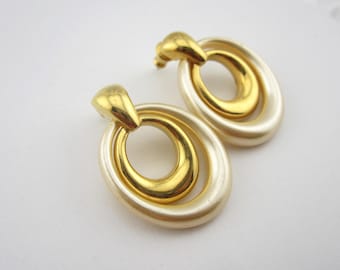 Vintage 80's Signed Napier Gold-tone Earrings