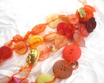 Handmade Button Tassel - Orange, Yellow, & Red