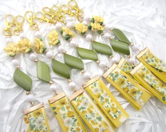 Handmade Ribbon Tassel - Yellow and Green
