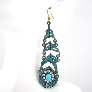 Vintage Feather Peacock Earrings