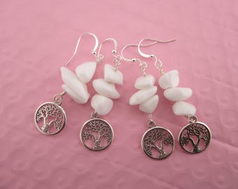 Pendientes de cuarzo blanco con dije (a elegir)