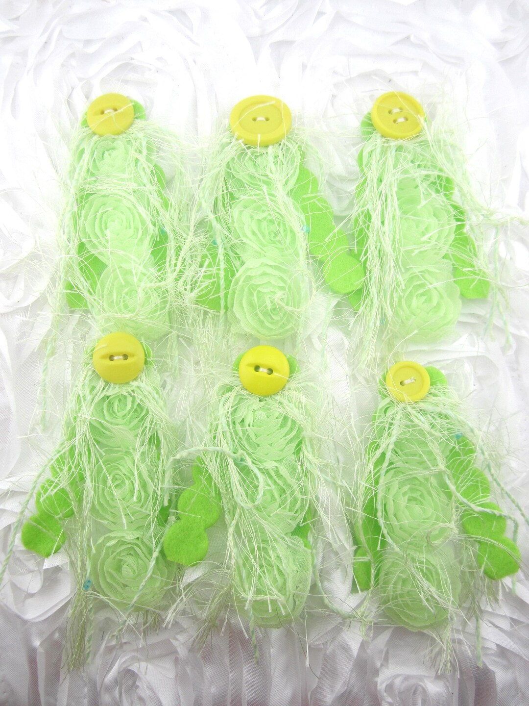 Cluster Ribbons Green Cluster Snippets Ribbons With Yellow Buttons - Etsy