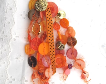 Button Tassel Orange & Brown #OBW5901