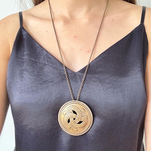 Collana con spilla pendente SIGMUND ESPELAND in bronzo, vintage &quot;SE Snorre Bronse&quot;, Norvegia
